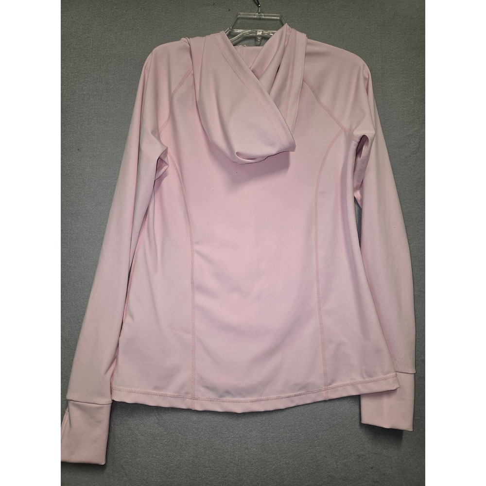 BEBE Pink Metallic Logo Hooded Full Zip Up Jacket Women's Size M - Picture 3 of 6